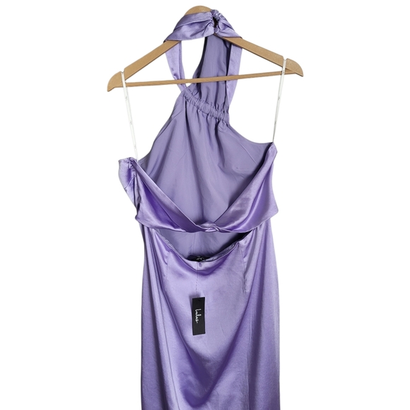 🆕️ Lulus Perfectly Sleek Lavender Satin Halter Slip Midi Dress - Picture 14 of 16